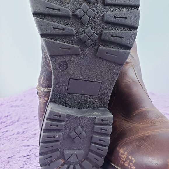 100%LEATHER Smokey-Brown Villager hiker fur lined Winter Waterproof boots 7.5 - Picture 5 of 7